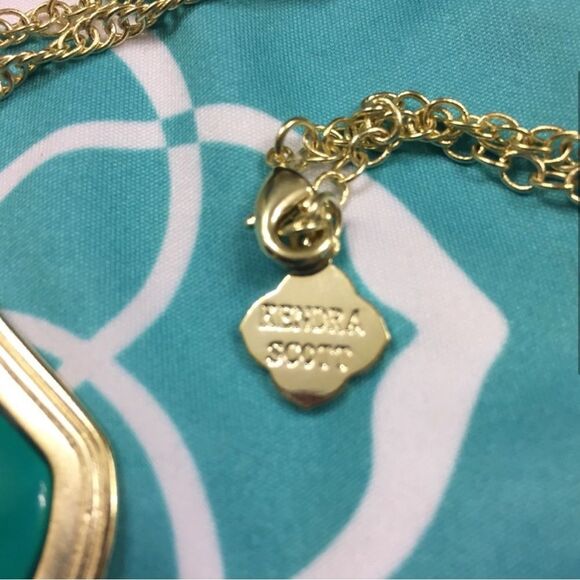 NWT Kendra Scott Teresa Pendant Necklace Gold Teal - Picture 6 of 7
